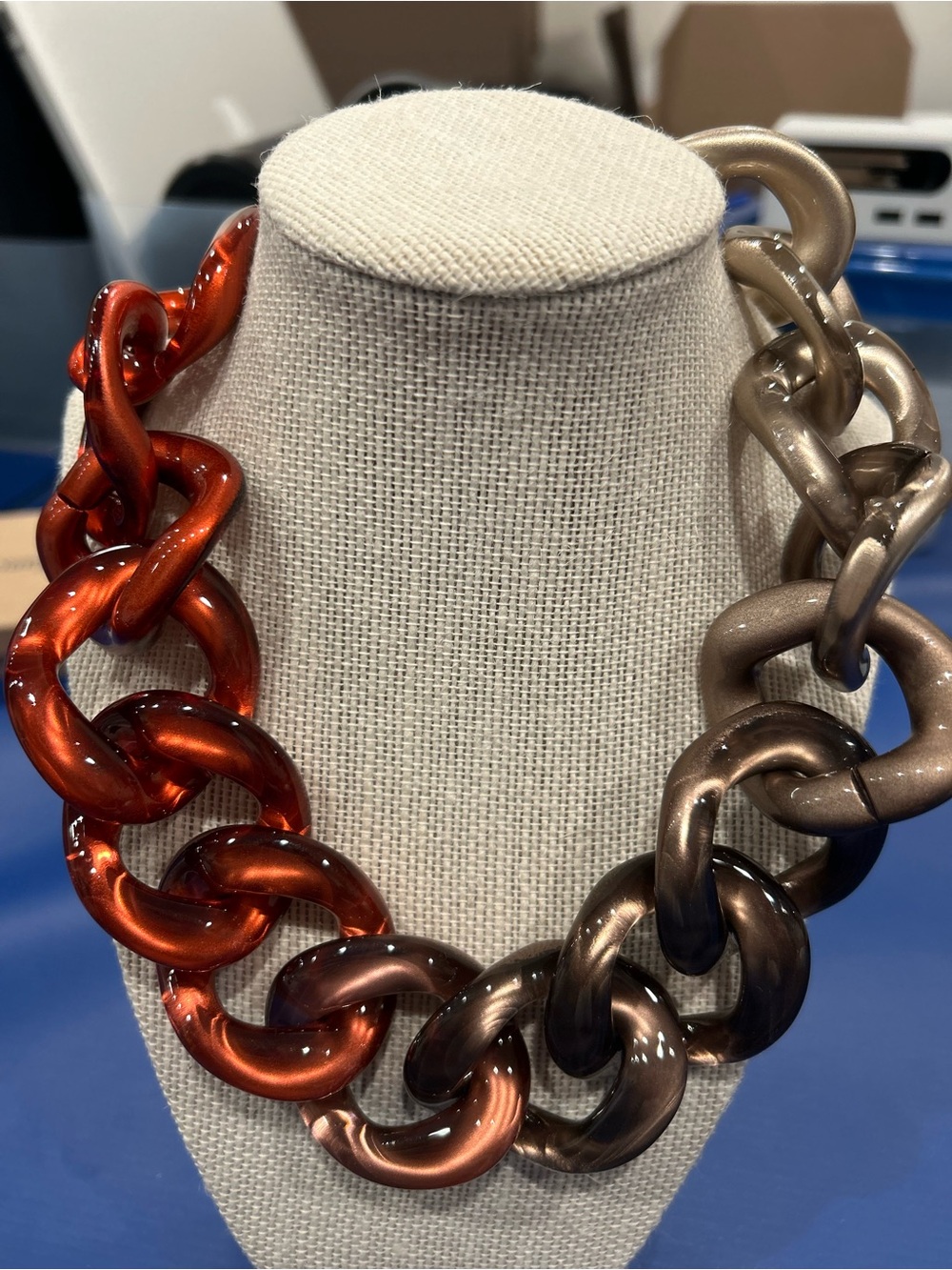 Vintage Pono By Joan Goodman Resin Club Link Necklace Chunky Chain